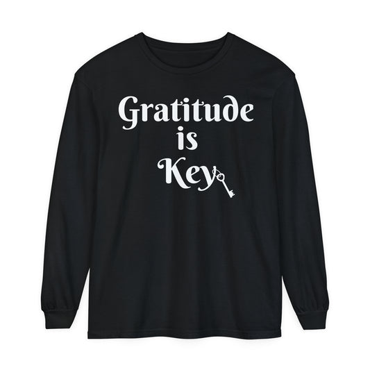 GRATITUDE IS KEY LONG SLEEVE T- SHIRT
