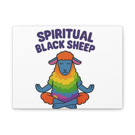 Spiritual Black Sheep Canvas Wall Art - Colorful Meditation Decor